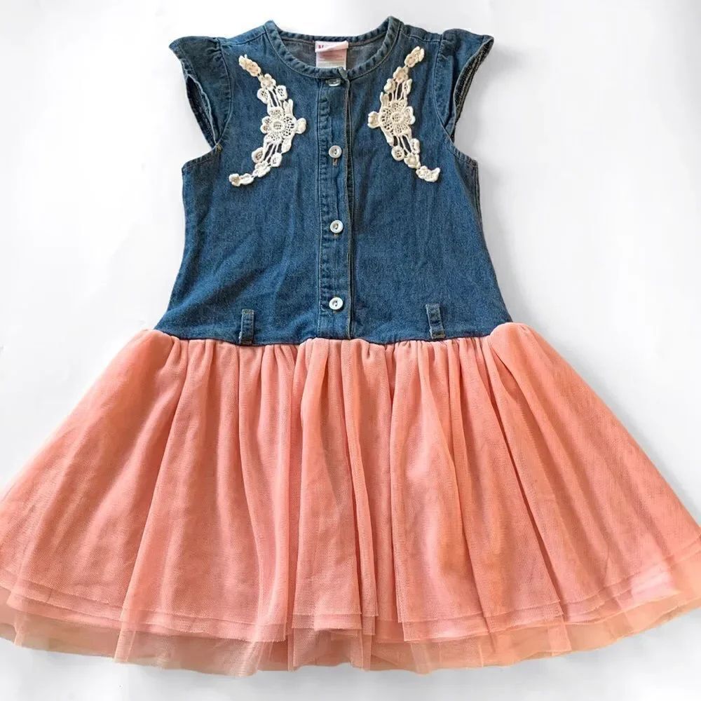 Denim & Tulle Sleeveless Dress